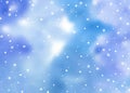 Watercolor Winter Snowy Blurred Background. Blue and violet colors Royalty Free Stock Photo