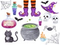 Watercolor Witch items Halloween witch set