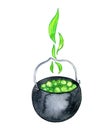 Watercolor witches cauldron