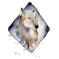 Watercolor wolf Animal composition Hand drawn illustration