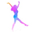 Watercolor of  woman jumping into the air isolated on white background with clipping path. Self-care concept Royalty Free Stock Photo