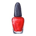 Watercolor women`s red nail polish manicure isolated