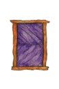 Watercolor wooden purple door, hand draw illustration