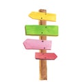 Watercolor wooden signpost