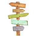Watercolor wooden signpost Royalty Free Stock Photo