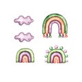 Watercolor wooden toys for newborns rainbow, cloud