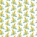 Watercolor wormwood herb. seamless pattern