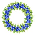 Watercolor wreath with bilberry