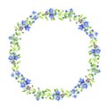 Watercolor wreath. Forget-me-nots