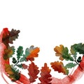 Watercolor wreath of oak leaves