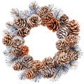 Watercolor Wreath of Pine Cones and Pine Branches for Winter Holidays Royalty Free Stock Photo