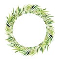 Watercolor wreath. Vintage floral trendy green leaves Royalty Free Stock Photo