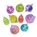 Watercolor xmas retro baubles Collection