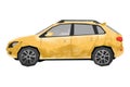 Watercolor yellow car. Isolated automobile. Cartoon print for kids room. Side view of SUV. Urban transportation Royalty Free Stock Photo