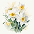 Watercolor Yellow Daffodils: Hyper-realistic Animal Illustrations In Pastel Colors