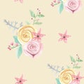 Watercolor Yellow Flower Wedding Spring Summer Seamless Pattern Royalty Free Stock Photo