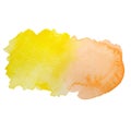 Watercolor yellow and orange abstract hand drawn spot Royalty Free Stock Photo