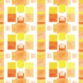 Watercolor Yellow and Orange Squares Seamless Pattern Royalty Free Stock Photo