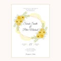 Watercolor yellow rose flower wedding invitation card template Royalty Free Stock Photo