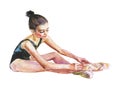 Watercolor ballerina. Hand drawn young dancer on white background. Painting illustration. Royalty Free Stock Photo