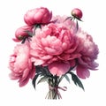 Watercolors of a bouquet of pink roses by generative AI