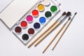 Watercolors and brushes Royalty Free Stock Photo