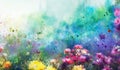 Watercolors flowers background, abstract flowers made from whatercolor paint splashes