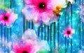 Watercolors flowers background, abstract flowers made from whatercolor paint splashes