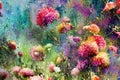 Watercolors flowers background, abstract flowers made from whatercolor paint splashes