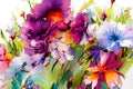 Watercolors flowers background, abstract flowers made from whatercolor paint splashes