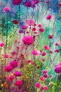 Watercolors flowers background, abstract flowers made from whatercolor paint splashes