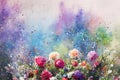 Watercolors flowers background, abstract flowers made from whatercolor paint splashes