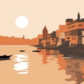 watercolors of the ganges river in varanasi