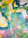 Watercolors Own painting Spring Abstract Green,blue,yellow, pink Royalty Free Stock Photo
