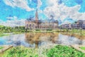 Peace Palace mirror watercolors painting Royalty Free Stock Photo