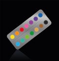 Watercolors Silver Metal Paint Box Black Background Royalty Free Stock Photo