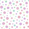 Watercolour abstract colourful polka dots in seamless pattern design