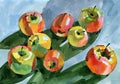 Watercolour apples