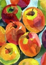 Watercolour apples