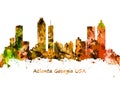 Watercolour art print of the skyline of Atlanta Georgia USA Royalty Free Stock Photo