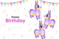 watercolour birthday background animal balloons vector design illustration