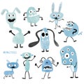 Watercolour cute monsters set