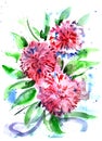 Watercolour bouquet of asters