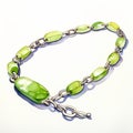 Realistic Watercolor Necklace Drawing With Peridot Chain