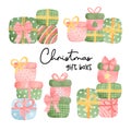 Watercolour Christmas gift box stacked collection Royalty Free Stock Photo