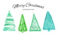 Watercolour Christmas Tree Collection Isolated on White