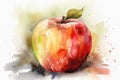 Watercolour with close up of apple, created using generative ai technology