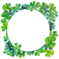 Watercolour clover leaves round frame