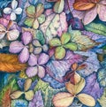 Watercolour Colourful Autumn Leaves