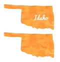 Watercolour drawing of Oklahoma State Map in bright orange color